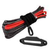 BLK Dyneema Winch Rope 10MM x 30M  BLK Anodised with Fairlead Synthetic 4WD Tow